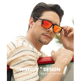 ANYLUV Polarised Sunglasses Men Women Outdoor Sports Sunglasses Unisex Retro Black Glasses UV400 Driving Hiking Golf, orange/black