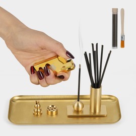 SUJAIMEI 6 in1 Incense Burner Set,Incense Holder with Ash Catcher for Incense Sticks,Coil Incense,Incense Cones, Brass Incense Stick Holder Storage for Home Decor