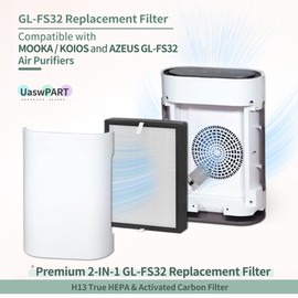 GL-FS32 Replacement Filter Compatible with MOOKA Air Pu-rifier Replacement Filter GL-FS32 and AZEUS & KOIOS GL-FS32 filters for Large Room, 3-IN-1 High-efficiency H13 True HEPA Carbon Filters, 2-Pack