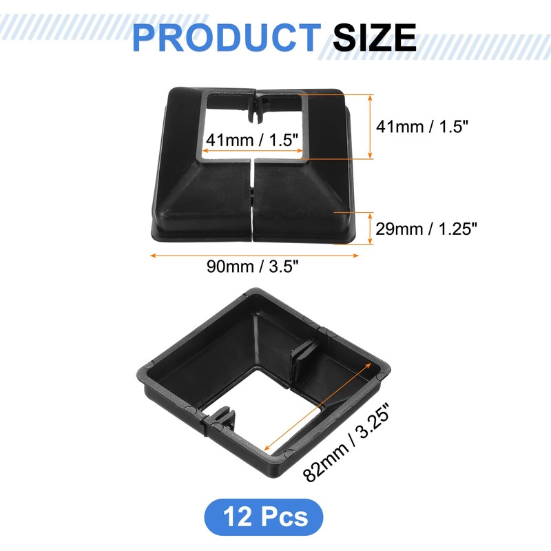 sourcing map 12Pcs Post Base Cover, 3.5"x3.25" (Internal Size 1.5"x1.5")