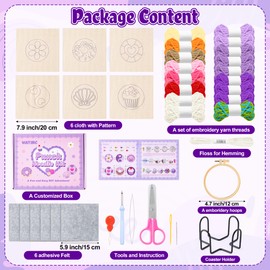 WATINC Punch Needle Untersetzer Kit DIY Handwerk Poke und Stick Stickerei Kit Coasters Mit Farbe Box für Erwachsene Anfänger zu Lernen Stickerei Kunsthandwerk (2# Lila)