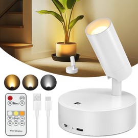 Kimjo Spot Lights Indoor, 4000mAh Rechargeable Plant Spotlight Indoor with Remote, Battery Operated Picture Lights with Timer Dimmable, Uplighting for Wall Art Display