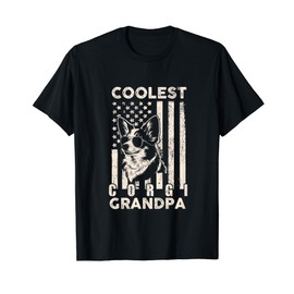 Coolest Corgi Grandpa Vintage American Flag Funny Dog Lover Men Women Kids T-Shirt
