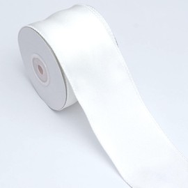 anshome White Satin Wired Edge Ribbon, 2.36" x 10 Yards Double Face White Satin Ribbons Solid Color Soft Fabric Ribbon for Gift Wrapping Wedding Bows Ornaments Festival Decor