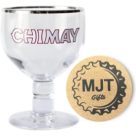 MJT Gifts Chimay German Beer Glass with Beer Coaster - 0.25 Liter - 1pk