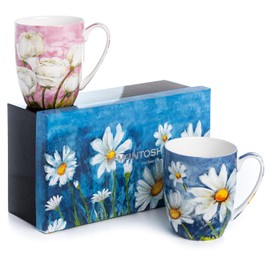McIntosh Morning Flowers Fine Bone China Set of 2 Mugs