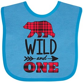 inktastic Plaid Bear Wild and 1 with Arrow Baby Bib Turquoise 37a9e