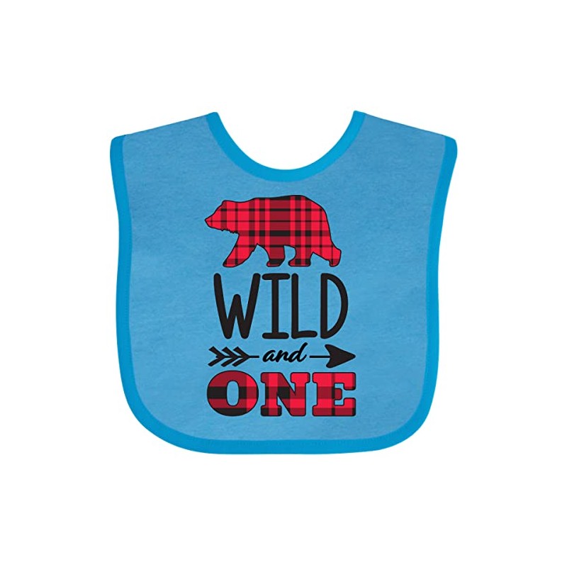 inktastic Plaid Bear Wild and 1 with Arrow Baby Bib