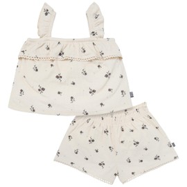 Modern Moments by Gerber Toddler Girls' Top and Shorts Set, Beige Floral, 2T