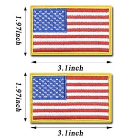 ZESION 4PCS American Flag Patches Set, Tactical US Flag Patches Full Embroidery Military Patch for Caps Bags Vests Military Uniforms, Gold