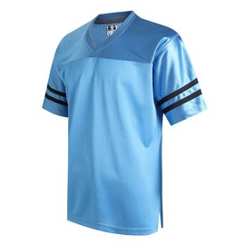 DEHANER Light Blue Football Jersey for Men Women Dad Mom Workout Shirts 70s 80s 90s 00s 10s Hip-Hop Hipster Tops Black Stripe-Light Blue Jersey,Men Size Small