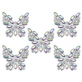 Rhinestone Butterfly Applique Patches, Crystal Iron On Animal Badges for Clothing, Backpacks, Jackets, Jeans DIY Repair (5, Clear AB)