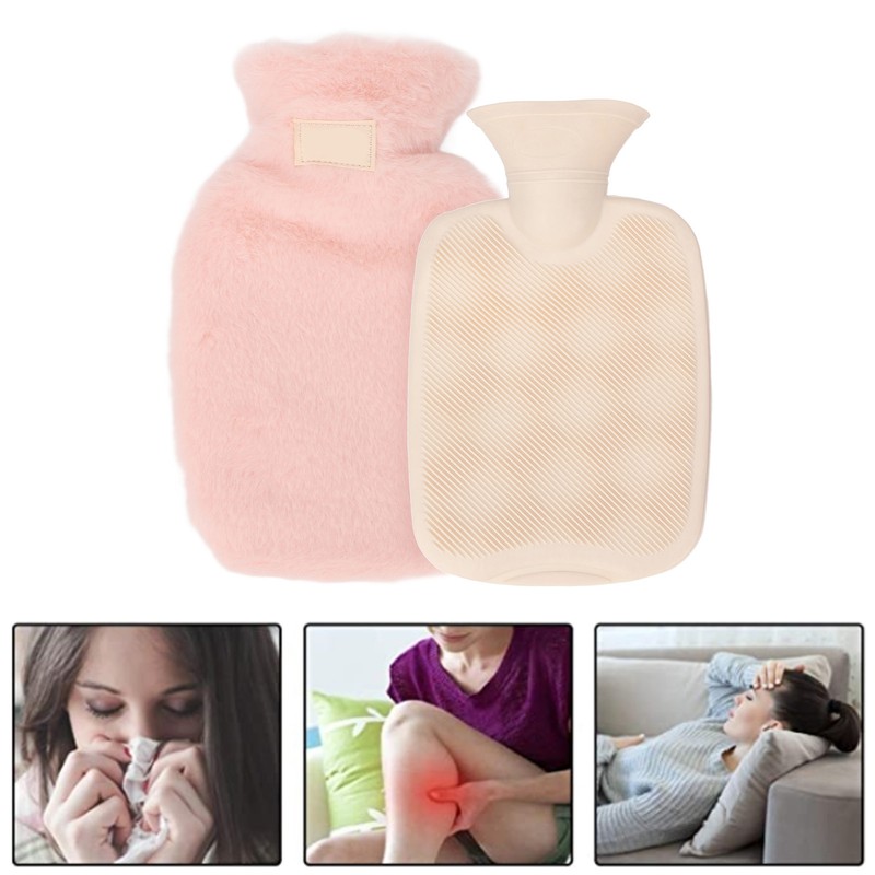 PVC Hot Water Bag with Soft Plush Cover Leakproof Winter
