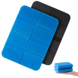 WUFANC Set of 2 Seat Cushion Outdoor Foldable Outdoor Seat Cushions Weatherproof, Thermal Seat Cushion Foldable Seat Cushion for On the Go, Playground, Garden, Stadium, Camping (Black + Blue)