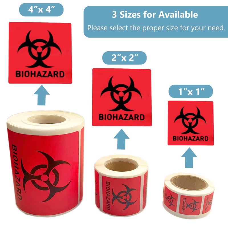 Biohazard Danger Safety Warning Label - 4"x 4" Waterproof Self