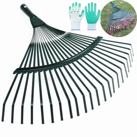 Landscape Rake,Rake Head Replacement,Metal Rake,Rakes for Lawns, Garden Rake Head Replacements 22 Teeth Steel Fan Rake for Leaves, Leaf Rakes for Lawns, Yard Rake,Hand Rake Garden Tool with Gloves