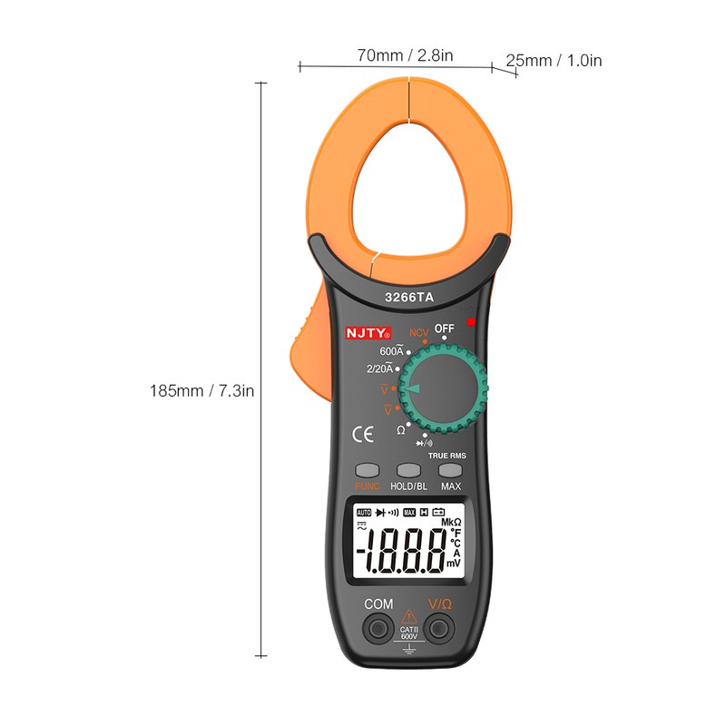 NJTY Digital Clamp Meter 2000 Counts Auto Range Multimeter with