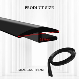 PVOTAWP 1.7M/ 5.6Ft Windshield Cowl Rubber Seal Strip, H-Shape Black Molding Trim Strips for Most Cars Trucks SUVs