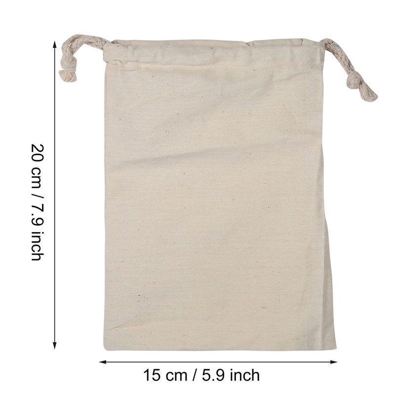 Oumefar Drawstring Storage Bag, Household Plain Organic Cotton Storage Bag