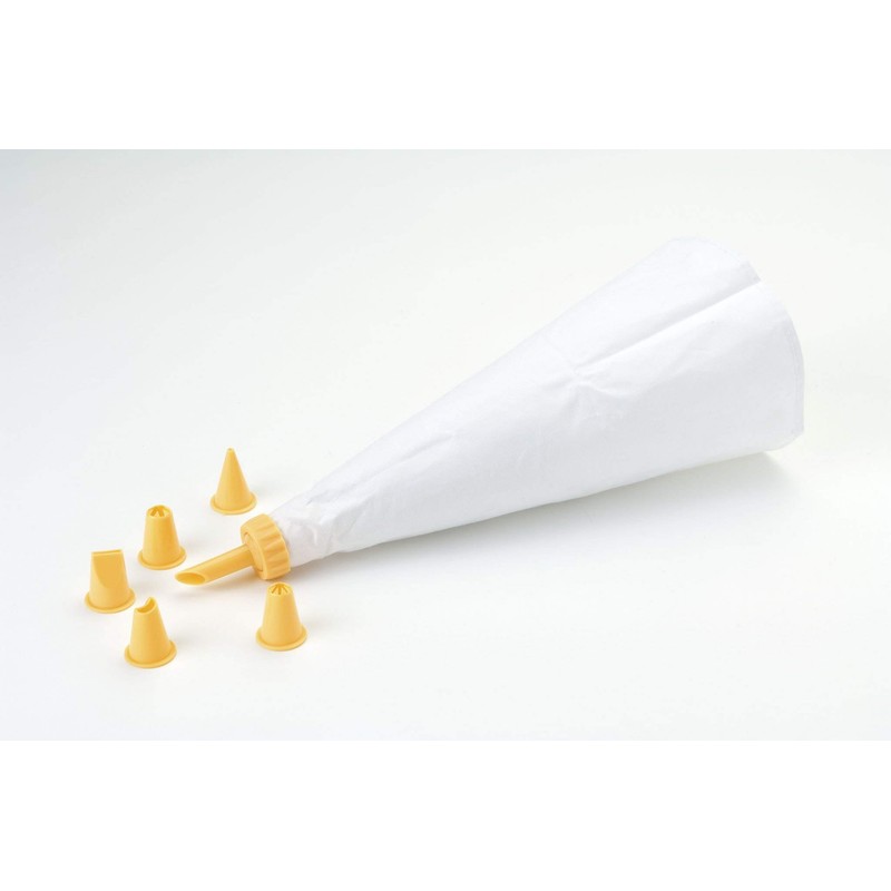 Tescoma Bolsa PASTELERA LINO Con 6 BOQUILLAS 35CM Delicia, Blanco,