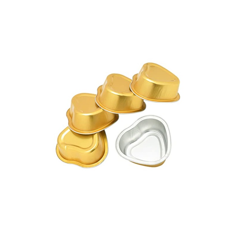 Cuenco para Cera Derretida Corazón Metal Dorado 5 Piezas Depilación