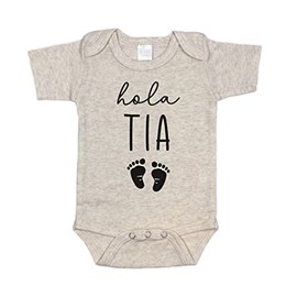 Hola Tia Surprise Pregnancy Announcement for Spanish Aunt | New Baby Announcement Gift for Sister (0-3 months, Natural)
