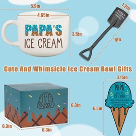BackURyear Papa Birthday Gifts, Fathers Day Gift for Papa, Ice Cream Lover Gifts for Papa, Papa gifts from grandkids, Christmas New Year Gifts Box for Papa, Papa's Bowl with Shovel Spoon Set Gifts
