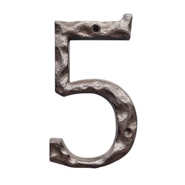 BetLight Cast Iron House Numbers-5 Inch Rustic Address Number- Solid & Heavy Duty/Easy Install with Matching Screws-Number 5