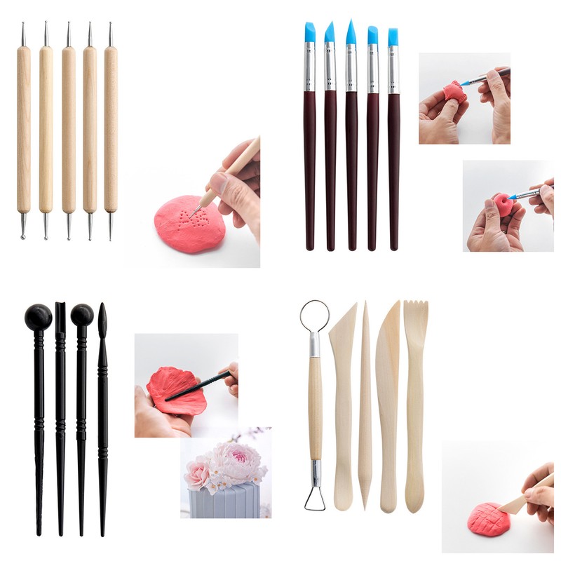 25Pcs Pottery Tools Clay Sculpting Dotting Pens Fondant Ball Stick