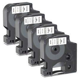 Compatible with Label Tape Replacement for DYMO D1 Label Tape 12 mm x 7 m 45013 1/2 Replacement for DYMO LabelManager 160 210D 260P 280 360D 420P 450D Label Printer Black on White, Pack of 4 (4)