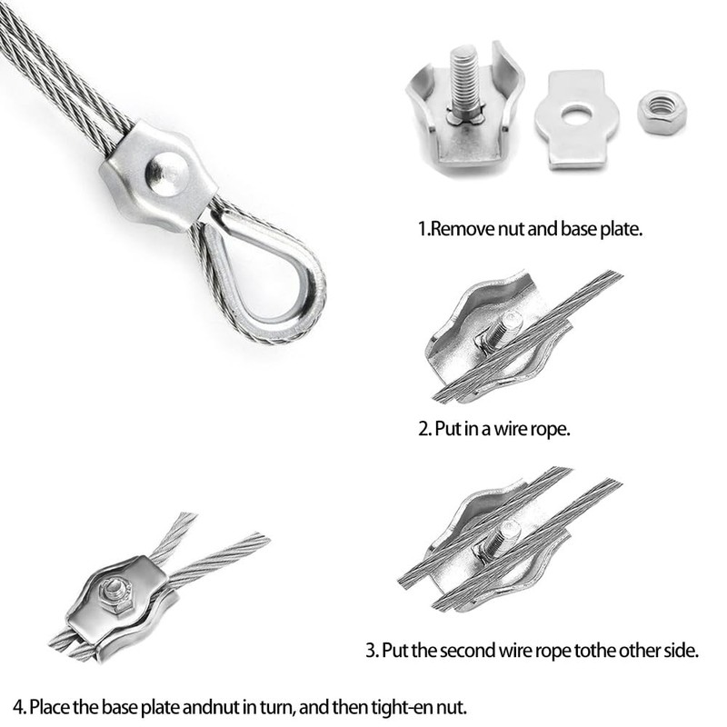 Pack of 12 M3 Wire Rope Clamps, Durable Simplex Clamp