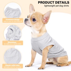 2-Pack Dog Shirts Summer Puppy Clothes Solid Color Sleeveless Pet T Shirts Dog Clothes for Small Medium Dogs Cats, Medium, Black+ Grey