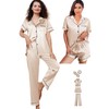 WJing Yi Jia 5Pcs Womens Silk Satin Pajamas Sets XS-XXL