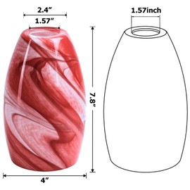 GO&SO 2-Pack Burgundy White Swirl Glass Pendant Lights Kitchen Island - Hand-Blown Vortex Texture Pendant Lamp Fixtures, E26 Base, 7.8"H Oval Art Fixtures, 1.57" Fitter,Mini Chandelier Replacement Set