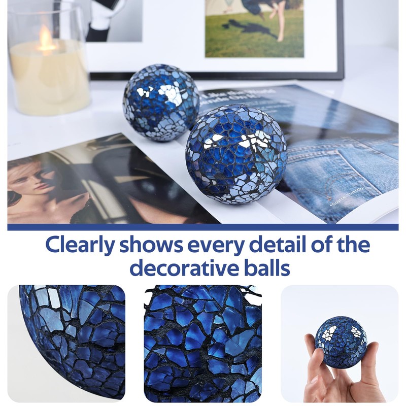 Yazikisa 2.5 Inch Glass Balls Decorative for Bowl Blue 6