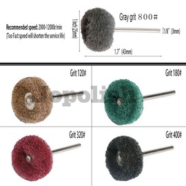 50PCS Abrasive Buffing Polishing Wheel Set For Rotary Tools,Non-woven scouring pad Brush Polishing kit,Grit 800 removal of rust,Deburring on metal surface,with 3mm Mandrel