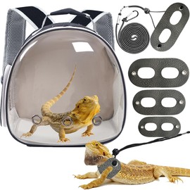 Bearded Dragon Travel Backpack with Harness and Leash Set,Lizard Backpack Travel Carrier,Space Capsule Clear Bubble Window Astronaut Reptile Carrier Backpack for Kids, Airline Approved