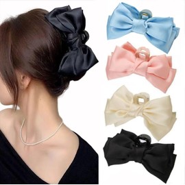 Big Bow Hair Claw Clips for Women, 4Pcs Girls Bowknot Hair Claw Jaw Clips Barrettes,Bow Hair Claw Clip Hair Bows Claw Clips,Large Bow Claw Clips Non Slip Jaw Clips,Girls Bowknot Hair Claw Jaw Clips