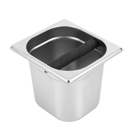 Caja de café de acero inoxidable con barra de goma para cafetera, L, 1