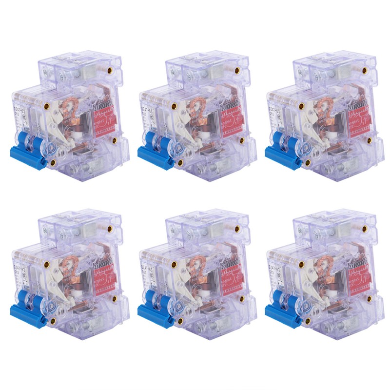 6pcs DZ47‑63 2P 6‑63A Transparent MCB Mini Circuit Breaker Air