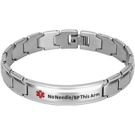Smarter LifeStyle Elegant Medical Alert Bracelets for Men, Surgical Grade Steel Medical ID Bracelets for Men, Medical Bracelets for Men, No Needle Bracelet (No Needle or BP This Arm Bracelet)