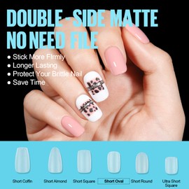 TOMICCA Nail Extension Kit, Nail Tips and Glue Gel Kit, 4 In 1 Nail Glue and Base Gel with 150Pcs Short Oval Nails DIY Nail Art Acrylic Nail Kit Easy Nail Extension Set, Gifts for Women Girls