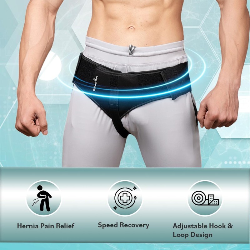 Schwarz Inguinal Hernie Leistengurte mit Kompressions-Pad zur Entlastung bkptRL