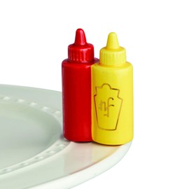 nora fleming Main Squeeze (Ketchup and Mustard) A230 - Hand-Painted Ceramic Unique Décor - Summer Minis for the Home and Office