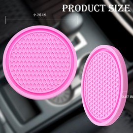 MEAJOO 2PCS Car Cup Holder Coaster, Universal Auto Non-Slip Cup Holder Coaster, 2.75In Universal Non-Slip Recessed Car Interior Accessories (Pink)