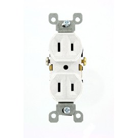 Leviton 223-W 15 Amp, 125V, Duplex Receptacle, Residential Grade, Non-Grounded, White, 10-Packwhite