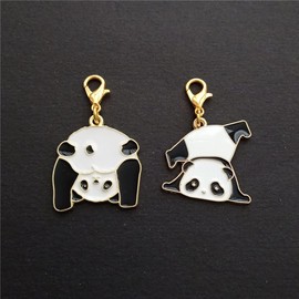 2pcs in Set Panda Clip on Charm for Diy Neckalce Bracelet, Bags Zipper Pull, Shoes Charm, Cute Jewelry Accessories Mismatched