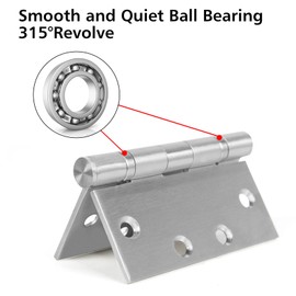 Stainless Steel Door Hinges Ball Bearing Door Hinges 4.5 x 4.5 Inch Heavy-Duty Silver Door Hinges with Square Radius 4.5'' Commercial Grade Door Hinges Silver for Exterior, shed, barn, Boat 2Pack