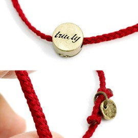 One Colors Men's Anklet, English, Logo, Metal Motif, Cotton, Cord, Ankle Bracelet, Cotton