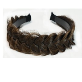 TOECWEGR Hairband Braided Hairpiece Messy Wide 2 Strands Fluffy Braids Wig with Tooth Women Headband Hair Bands
